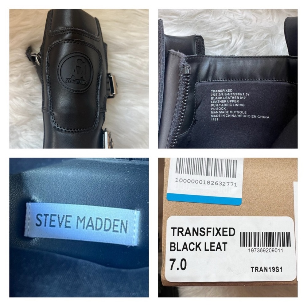 ❤️SOLD❤️ Steve Madden Chunky Sole Platform Moto Combat Boots in Black Leather - Picture 11 of 11
